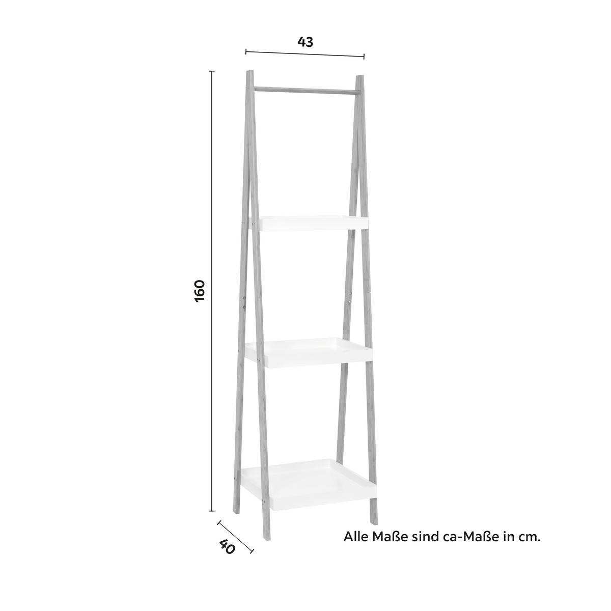 Regál z bambusu Mirela - biela/prírodná farba, Modern, kompozitné drevo/prírodné materiály (43/160/40cm) - Bessagi Home