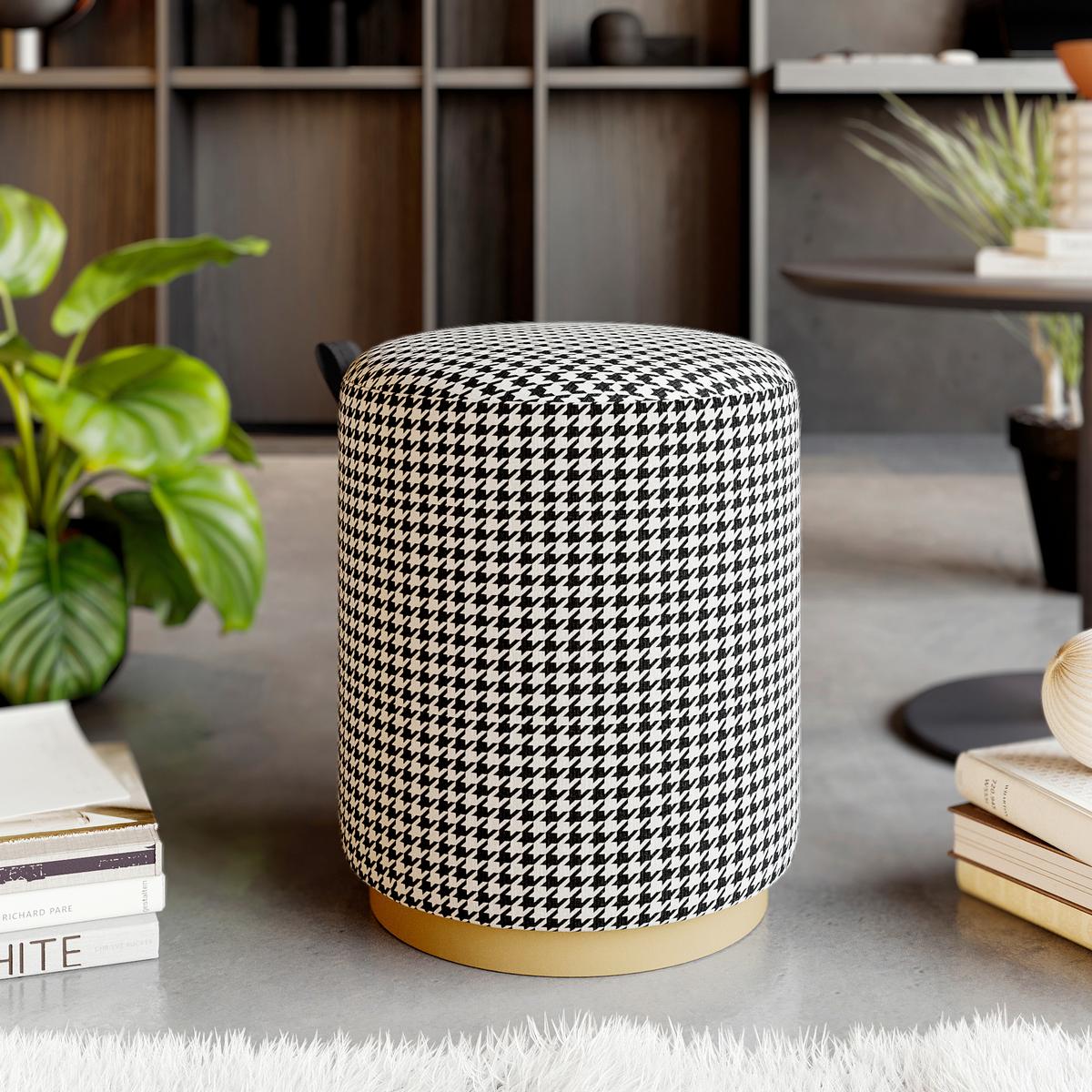 Hocker Macaria Schwarz/weiß B: 36 Cm - Eichefarben/Schwarz, Design, Textil (36/43/36cm) - Livetastic