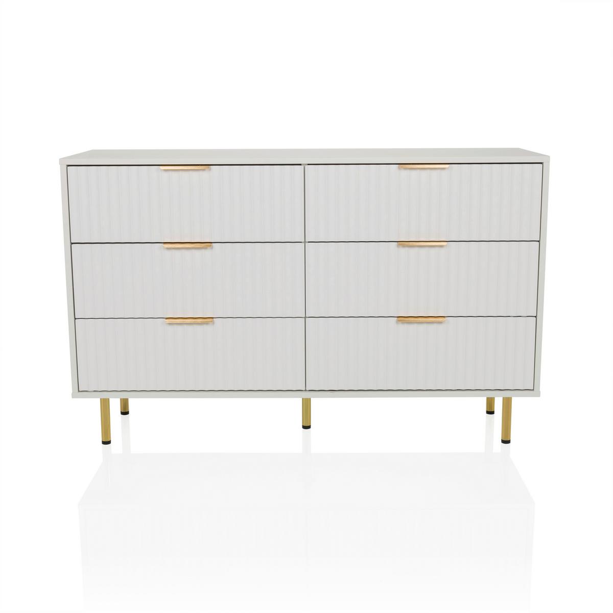 ŠIROKÁ KOMODA HJELLE - biela/zlatá, Modern, kov/kompozitné drevo (120/75/40cm) - MID.YOU