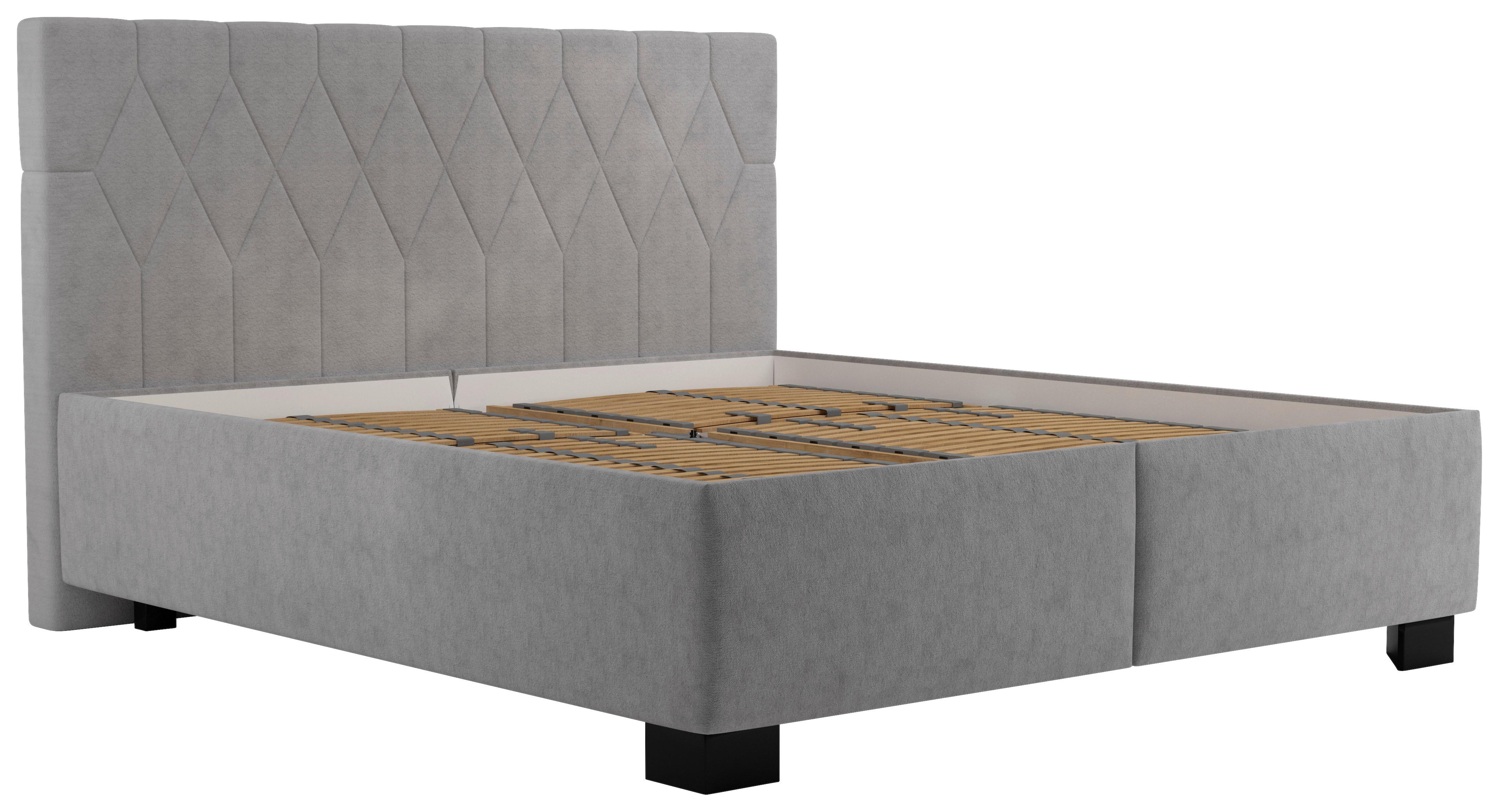 Čalúnená posteľ FERAMA 180x200 cm, sivá - čierna/sivá, Modern, drevo/textil (180/200cm)