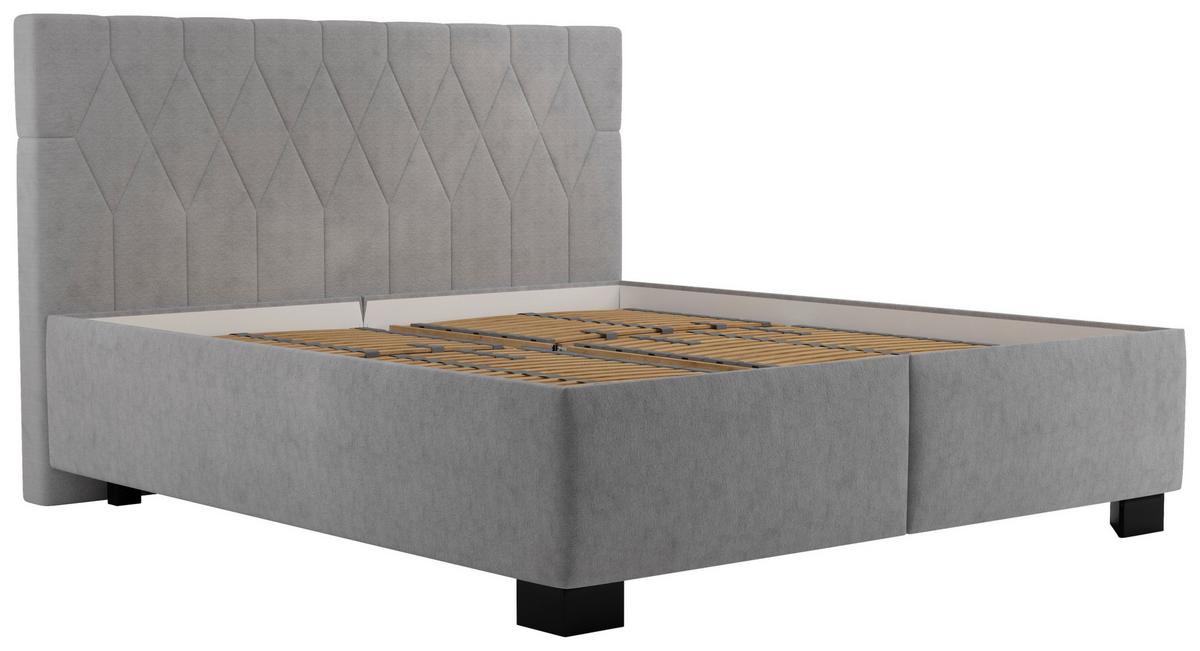 Čalúnená posteľ FERAMA 180x200 cm, sivá - čierna/sivá, Modern, drevo/textil (180/200cm)