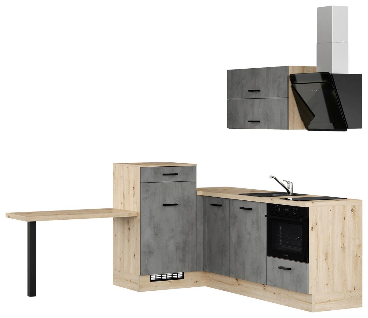 Eckküche Ip1200 - Eichefarben/Grau, Design, Holzwerkstoff (241/225cm) - Impuls