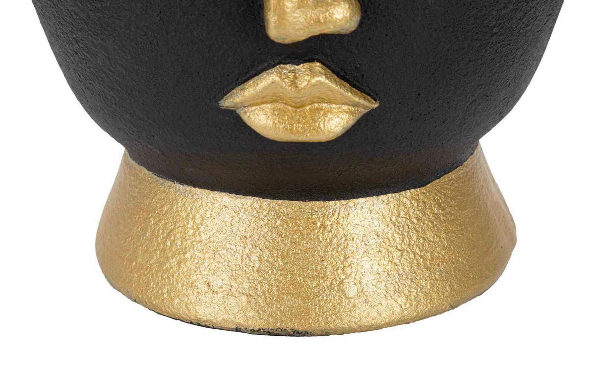 Vase Tribal B Schwarz, Goldfarben B: 25 Cm - Goldfarben/Schwarz, Basics, Kunststoff (25/25/25cm)
