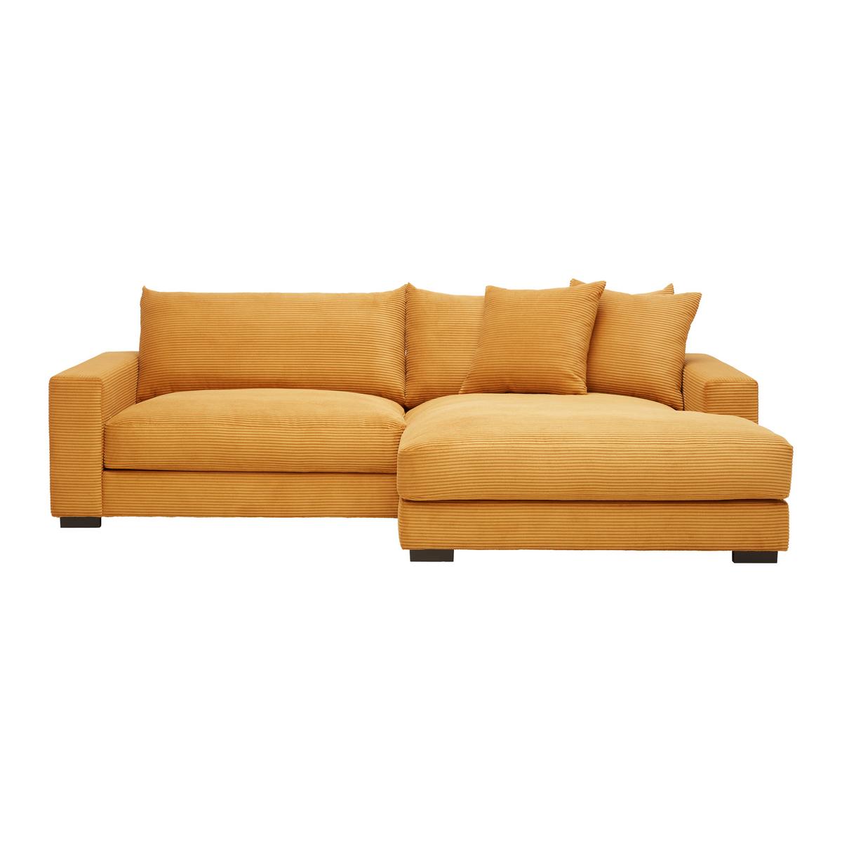 Rohová sedačka PEDRO, pravá, hořčicově žlutý manšestr - hořčicově žlutá, Moderní, textil (265/180cm) - Mömax