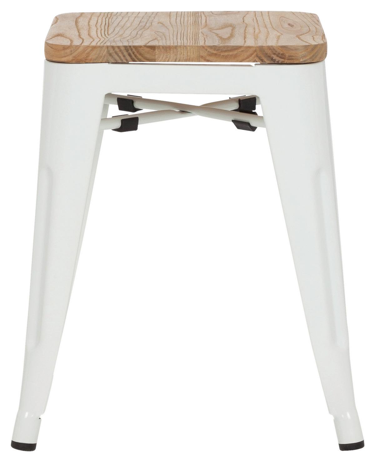 Hocker Vantaggio W Stahl/ Echtholz Braun/weiß H: 46 Cm - Braun/Weiß, Basics, Holz/Metall (39/46/39cm) - MID.YOU
