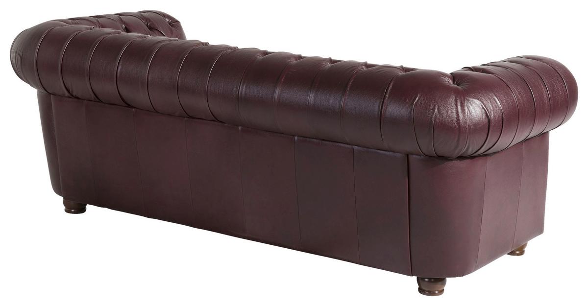 Chesterfield-Sofa Bridgeport Rot 3-Sitzer, Echtleder - Rot/Nussbaumfarben, Design, Leder (200/76/98cm) - Max Winzer