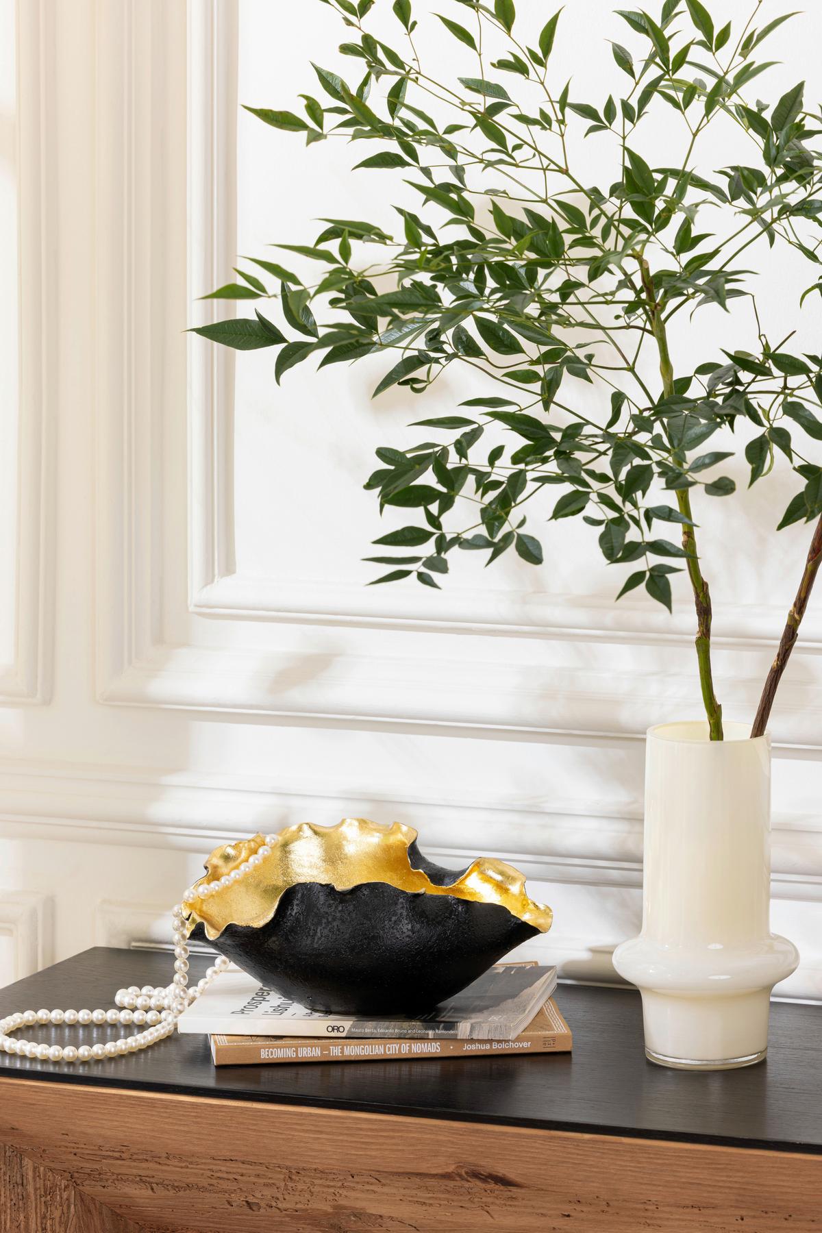 Dekoschale Charlie - Goldfarben/Schwarz, KONVENTIONELL, Kunststoff (29,5/20,5/13cm) - Luca Bessoni