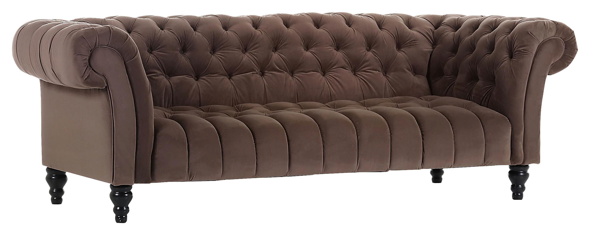 Bigsofa Canyon B: 230 cm Dunkelbraun Samt - Dunkelbraun/Schwarz, Trend, Textil (230/74/101cm) - Livetastic