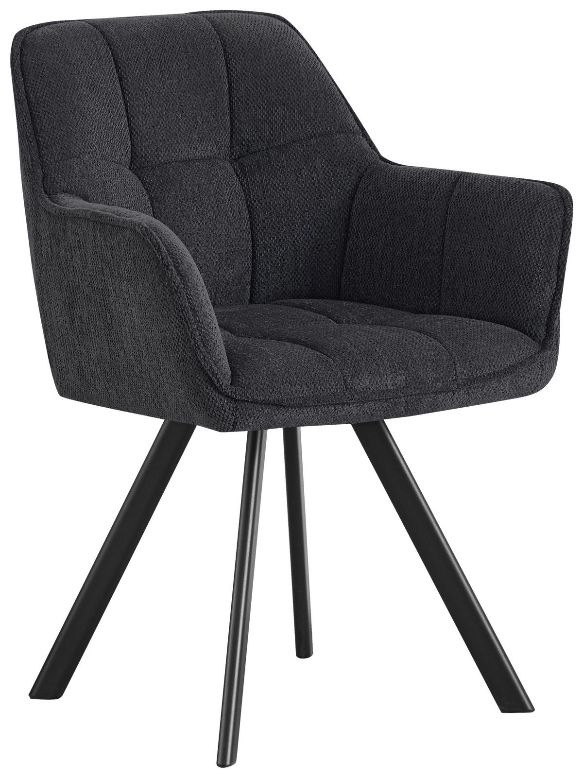 Armlehnstuhl Romy Dunkelgrau/schwarz Gepolstert - Dunkelgrau/Schwarz, MODERN, Textil/Metall (62/85/62cm)