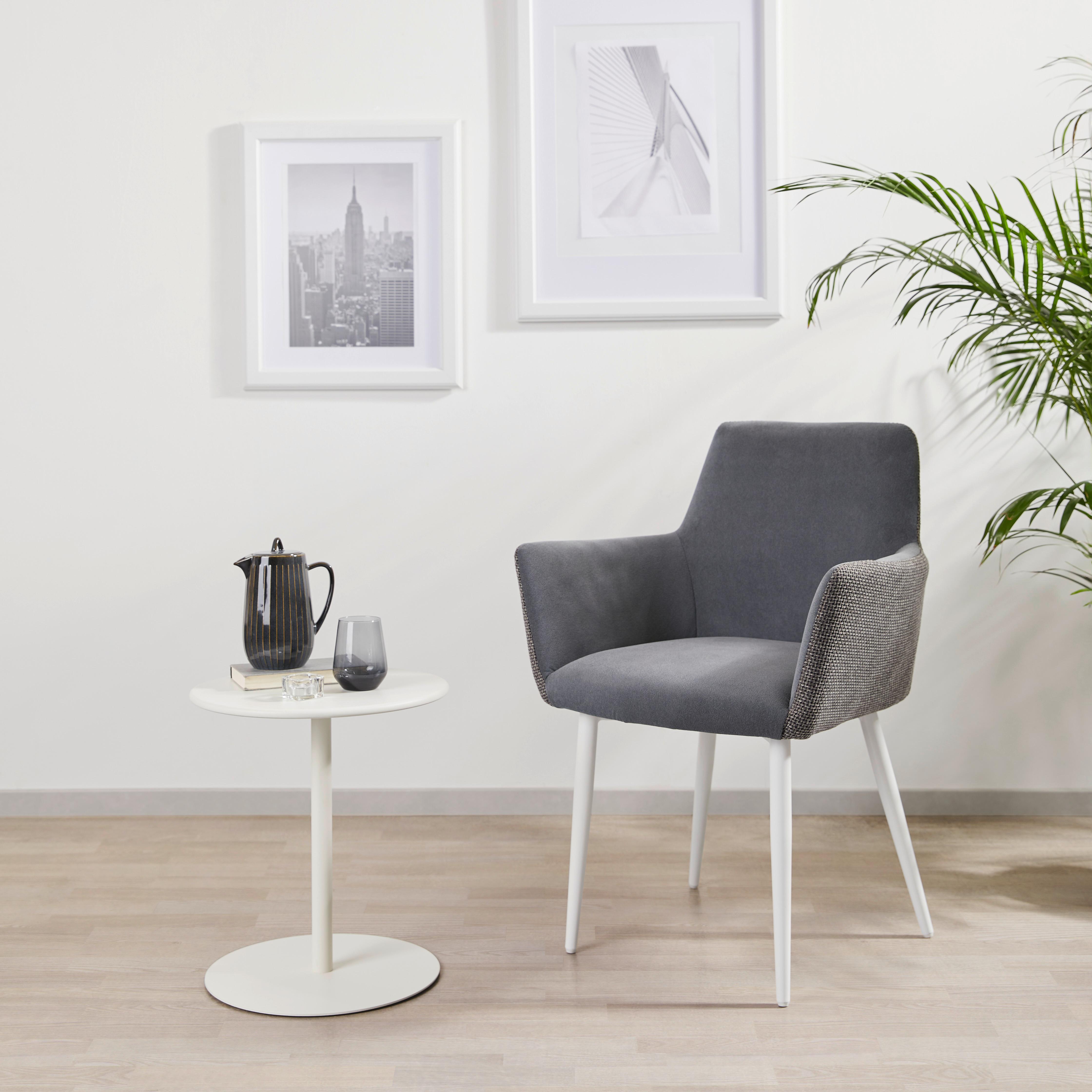 Beistelltisch Wien Weiß Wien - Weiß, Design, Metall (40/45/40cm) - P & B