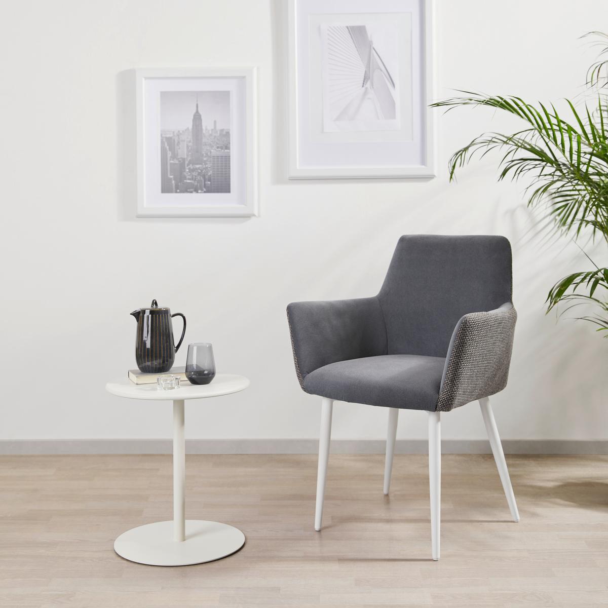 Beistelltisch Wien Weiß Wien - Weiß, Design, Metall (40/45/40cm) - P & B