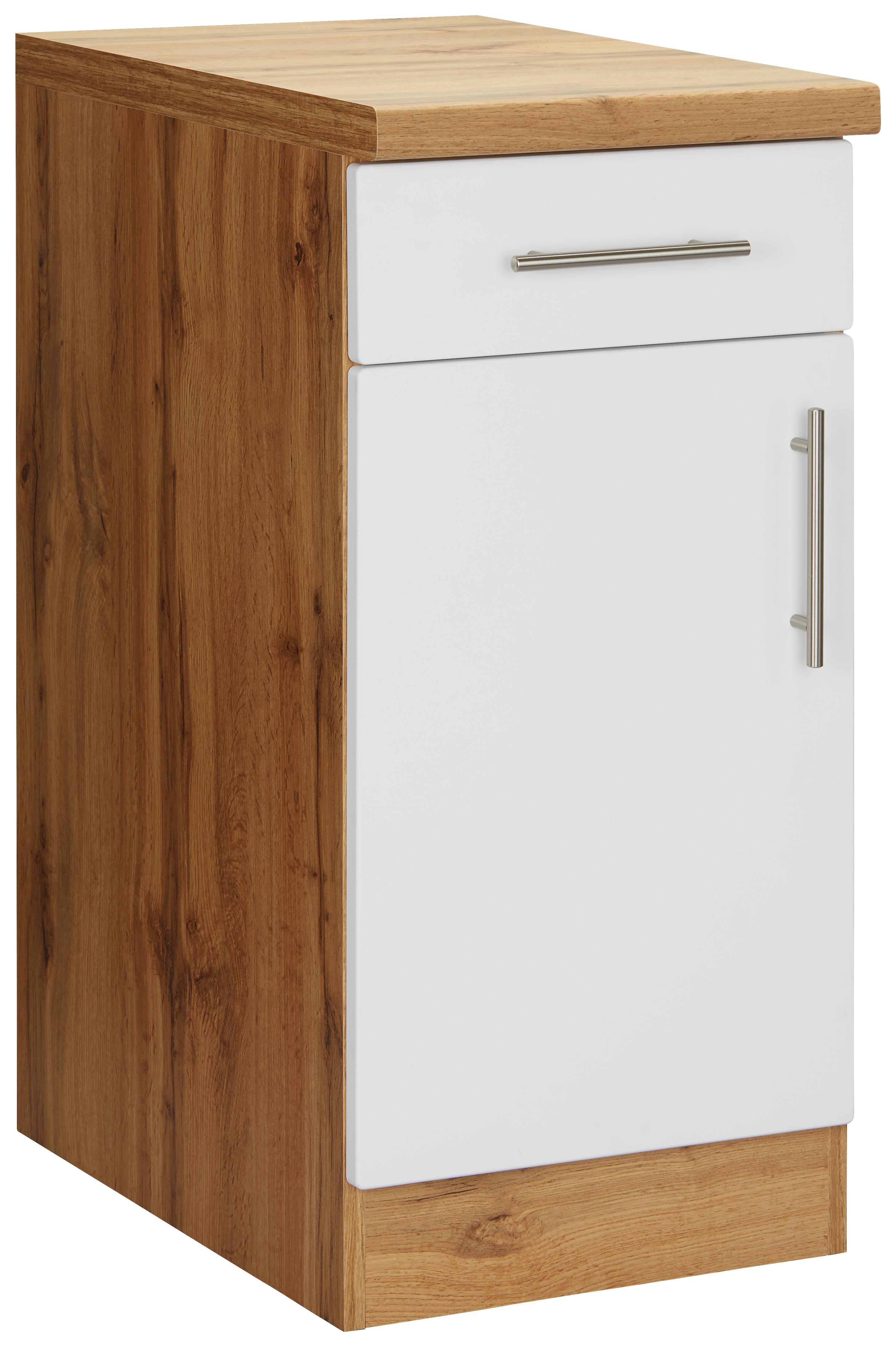 Küchenunterschrank Stella Us40 - Eichefarben/Weiß, Holzwerkstoff (40/86/57cm) - Ombra