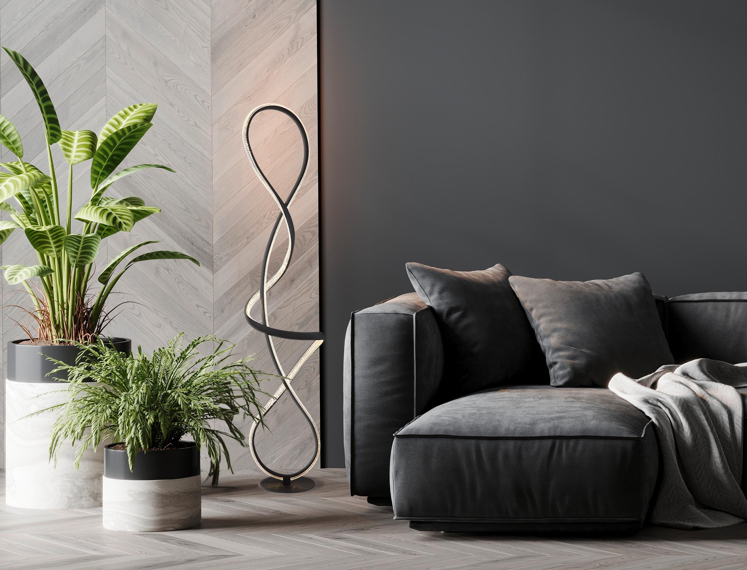 Led Állólámpa 67341ss Swirl - fekete/átlátszó, Design, műanyag/fém (26/20/132,5cm) - Globo