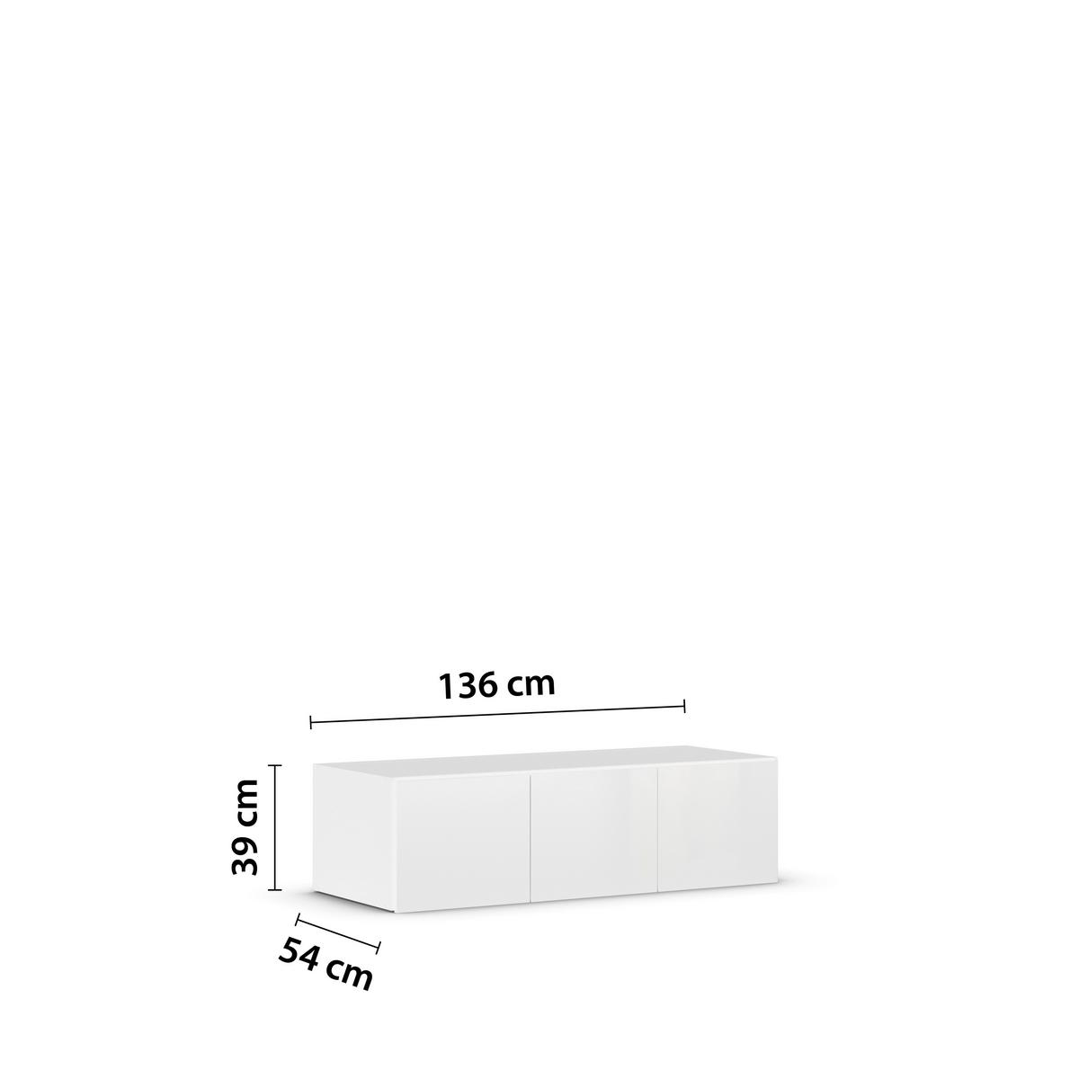 Nadstavec na skriňu MAX - biela/biela s vysokým leskom, Konventionell, kompozitné drevo (136/39/54cm)