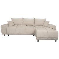 ECKSCHLAFSOFA Ramon, Creme S: 196x182 cm - Chromfarben/Beige, Trend, Textil (296/182cm)