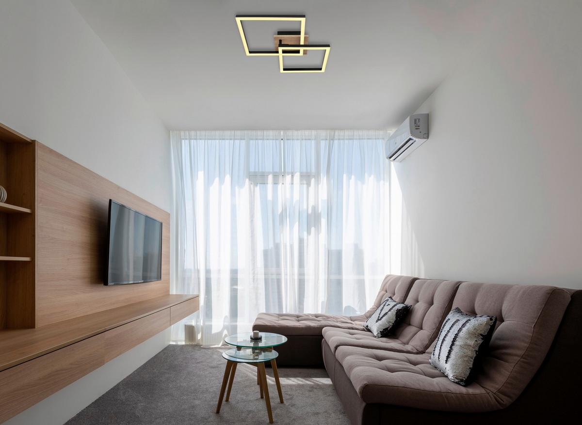 Led Mennyezeti Lámpa 67284-18 Bossy - sötétbarna/fekete, Natur, műanyag/faalapú anyag (53/38/9cm) - Globo