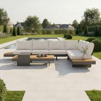 TERASOVÁ SEDACÍ SOUPRAVA AMAIA - krémová/antracitová, Moderní, kov/dřevo - Bessagi Garden