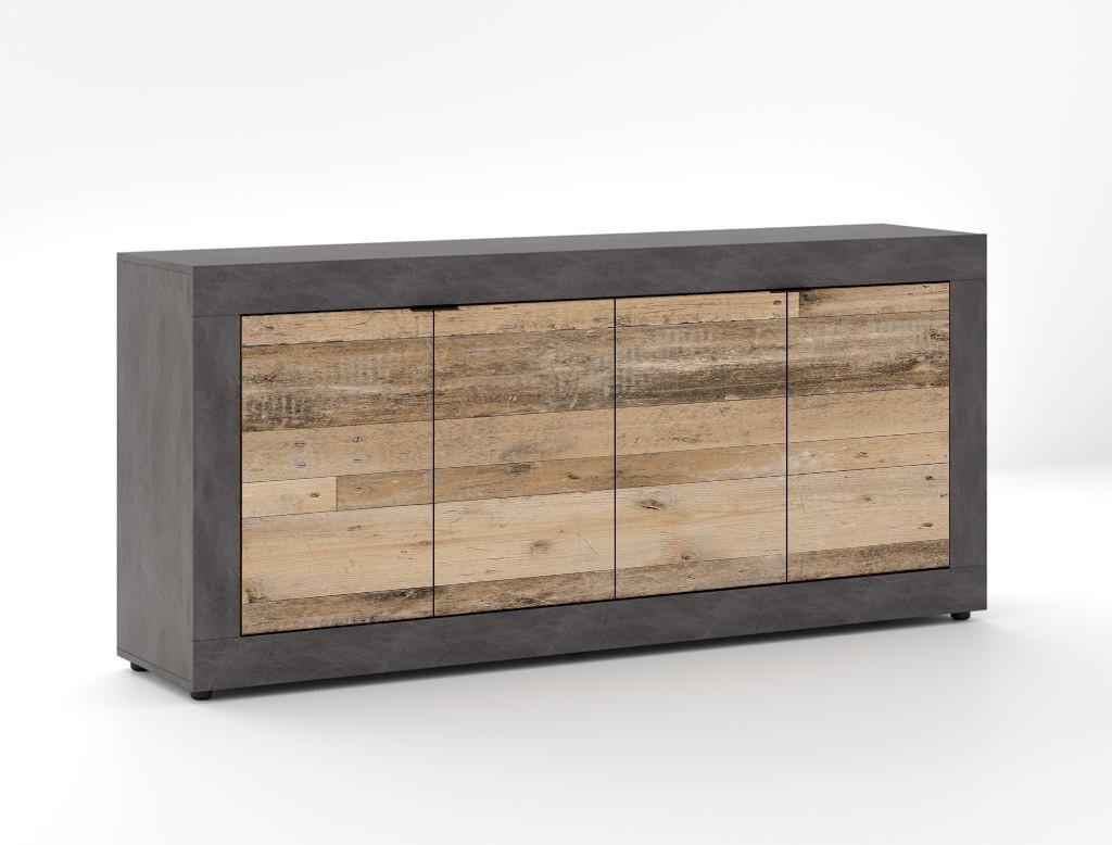 Sideboard Lunea - Alteiche/Schwarz, Design, Holzwerkstoff (180/86/42cm) - MID.YOU