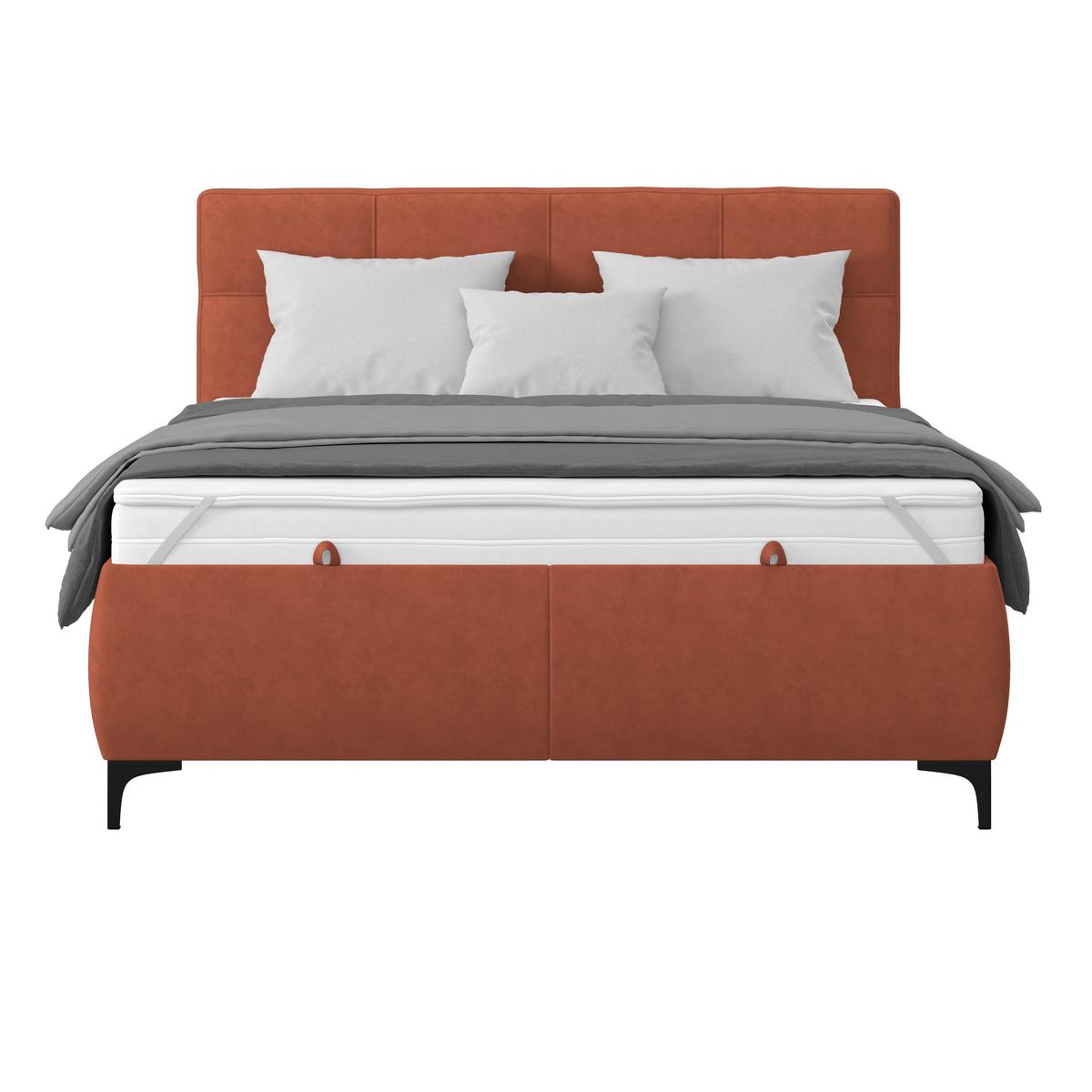 Polsterbett Zeni 140 - Rostfarben/Schwarz, KONVENTIONELL, Holz/Textil (140/200cm)