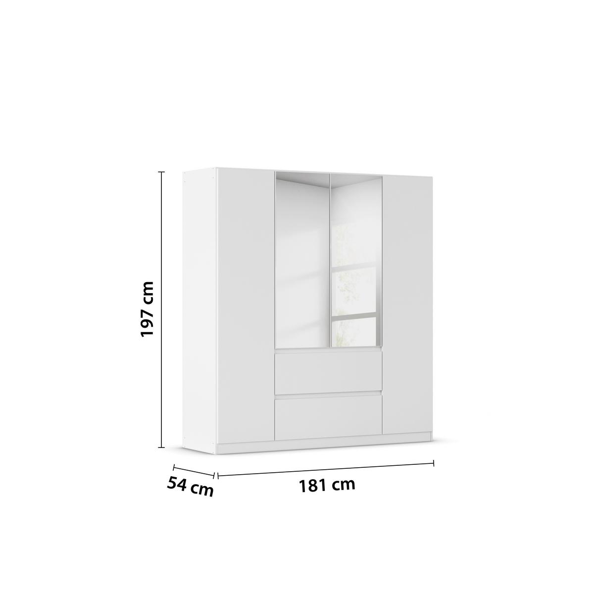 Nidda B: 181 cm Weiß Nidda - Silberfarben/Weiß, Basics, Holzwerkstoff (181/197/54cm) - Rauch Möbel