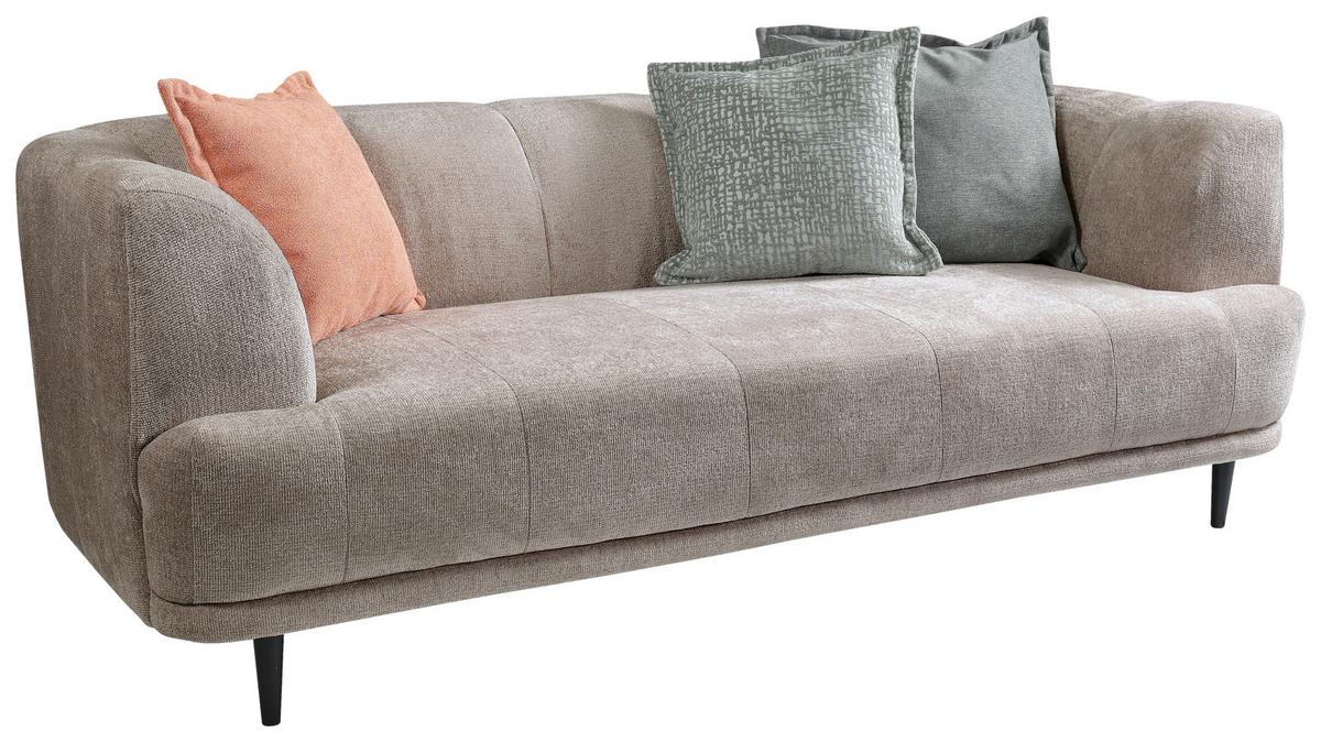 3-sitzer-sofa Lou Taupe/schwarz, 226 Cm - Taupe/Schwarz, Design, Textil (226/77/106cm) - MID.YOU