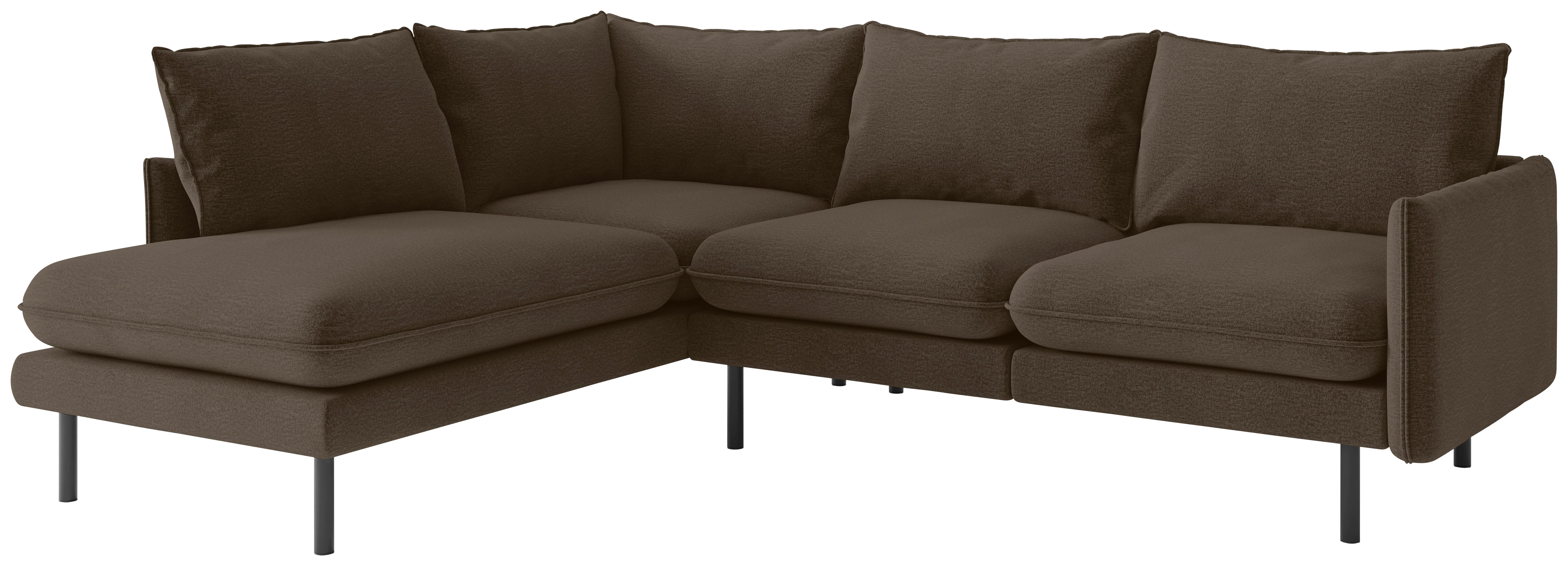 Ecksofa Samos Braun S: 204x267 Cm - Schwarz/Braun, Design, Textil (204/267cm) - Livetastic