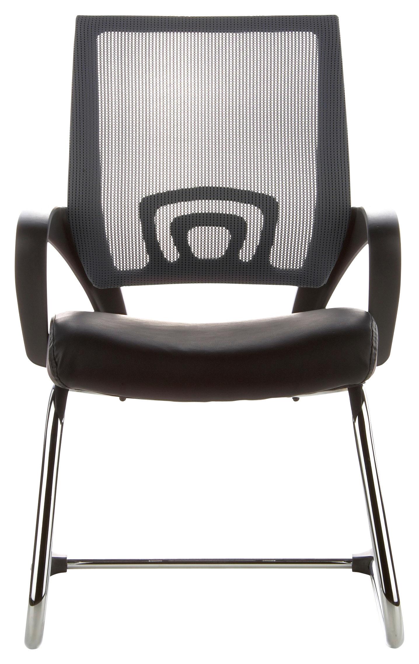 Besucherstuhl Visto Net V Grau/Schwarz Bis 110 Kg - Silberfarben/Schwarz, Basics, Kunststoff/Textil (57/98/52cm) - MID.YOU