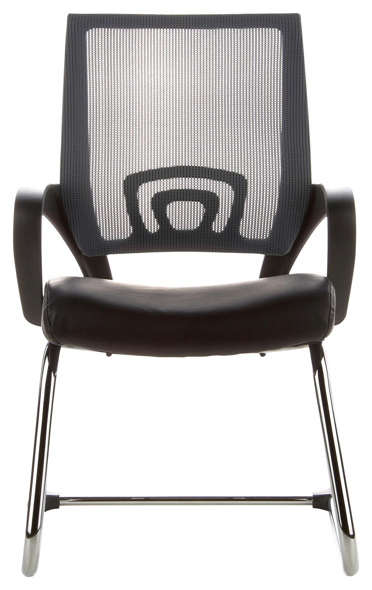 Besucherstuhl Visto Net V Grau/Schwarz Bis 110 Kg - Silberfarben/Schwarz, Basics, Kunststoff/Textil (57/98/52cm) - MID.YOU