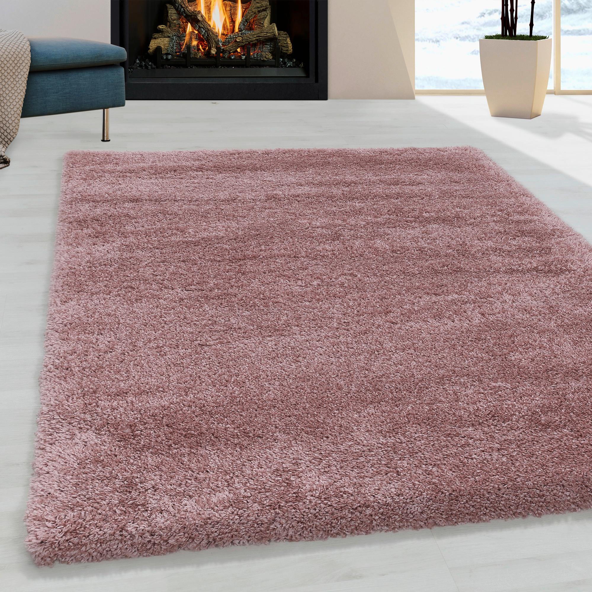 Hochflor Teppich Rosa Fluffy 200x290 cm - Rosa, Basics, Textil (200/290cm)