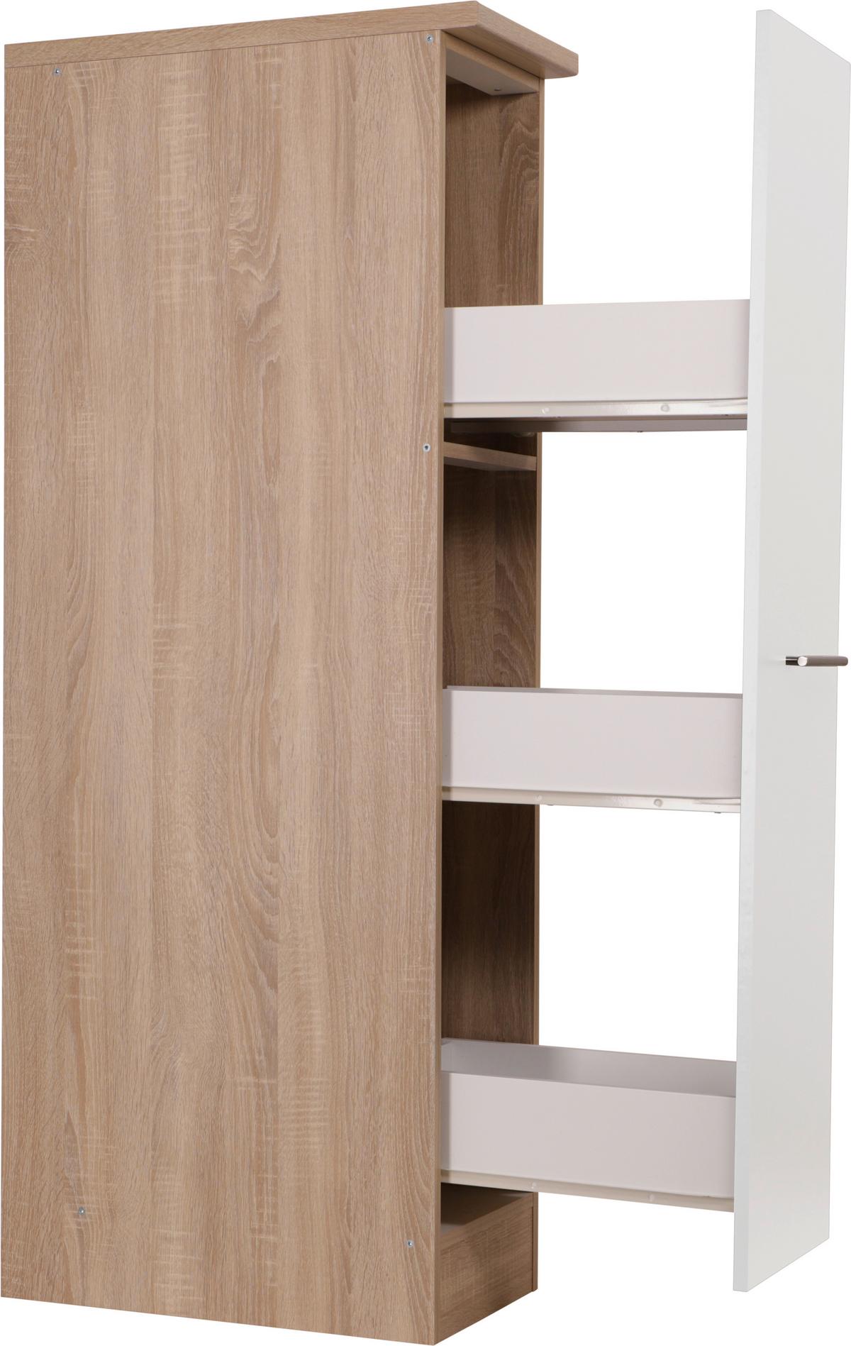 Apothekerschrank Merle Weiß, Eiche Dekor B:30cm - Eichefarben/Weiß, Basics, Holzwerkstoff (30/144,8/60cm) - Respekta