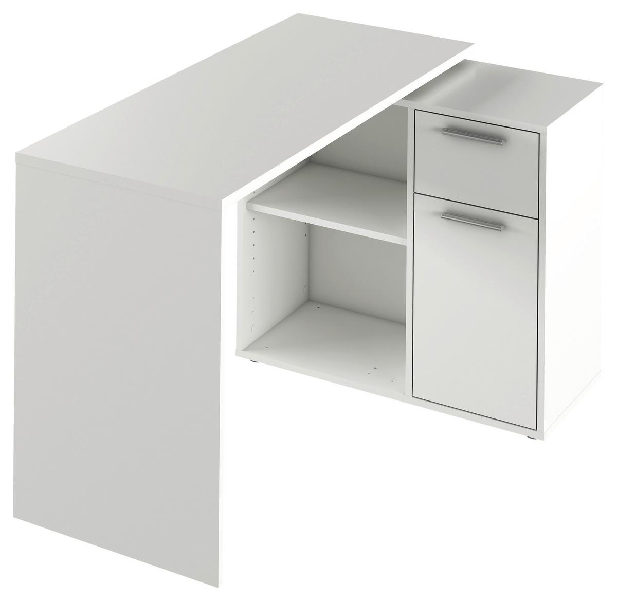 Psací stůl LUCAS - bílá/barvy hliníku, Moderní, kompozitní dřevo/plast (117/71/75/80cm) - Based