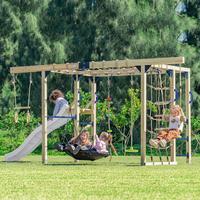 Klettergerüst Mit Rutsche Weiss - Blau/Braun, Basics, Holz/Kunststoff (522,5/196,2/205cm) - Ambia Garden