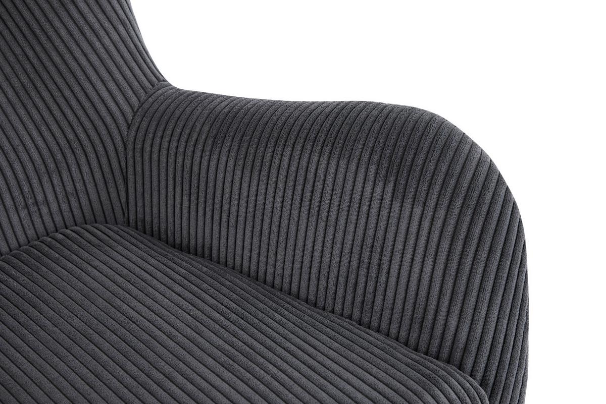 Otočné křeslo SHIBA, tmavě šedý manšestr - šedá/černá, Moderní, kov/textil (76/99/87cm) - Mömax
