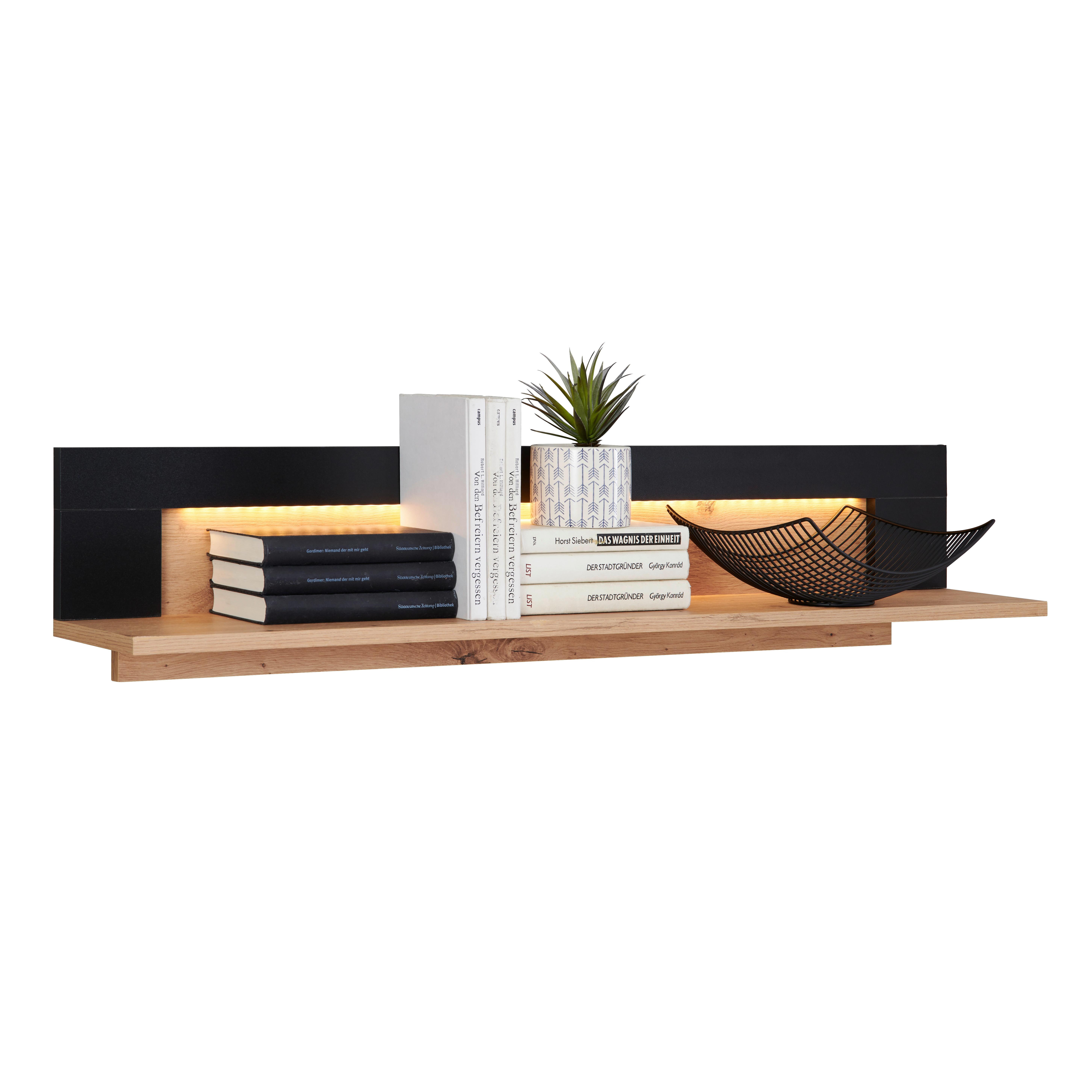 Wandboard Nyon B: 110 cm, Eiche Dekor/Schwarz