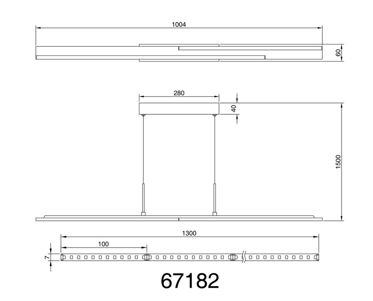Led-hängeleuchte 67182 Quito - Dunkelbraun/Schwarz, Design, Kunststoff/Metall (100,4/6/150cm) - Globo