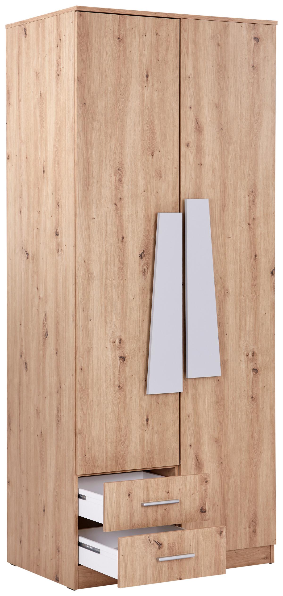 ŠATNÍ SKŘÍŇ JOHNNY - šedá/barvy dubu, Moderní, kompozitní dřevo/plast (90/216,3/59,9cm)