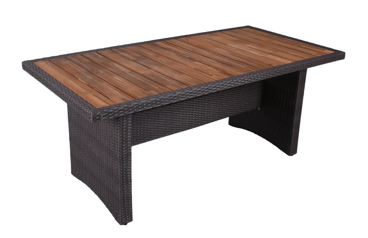 Gartentisch Braga - Schwarz, Basics, Holz/Kunststoff (180/90/75cm) - Gardenson