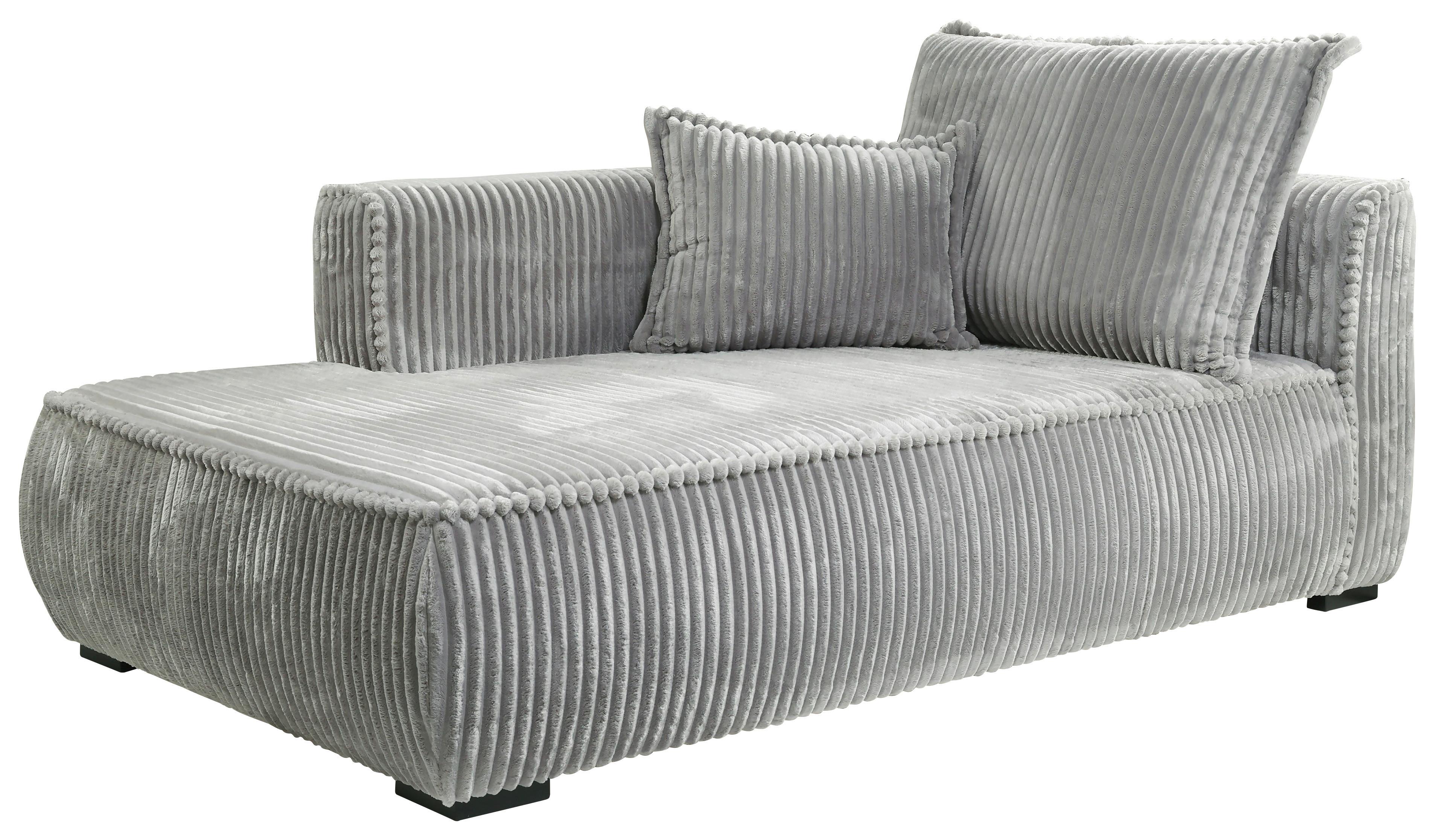 Recamiere Modena links Hellgrau, B: 208 cm - Hellgrau/Schwarz, Design, Textil (207/75/121cm) - MID.YOU