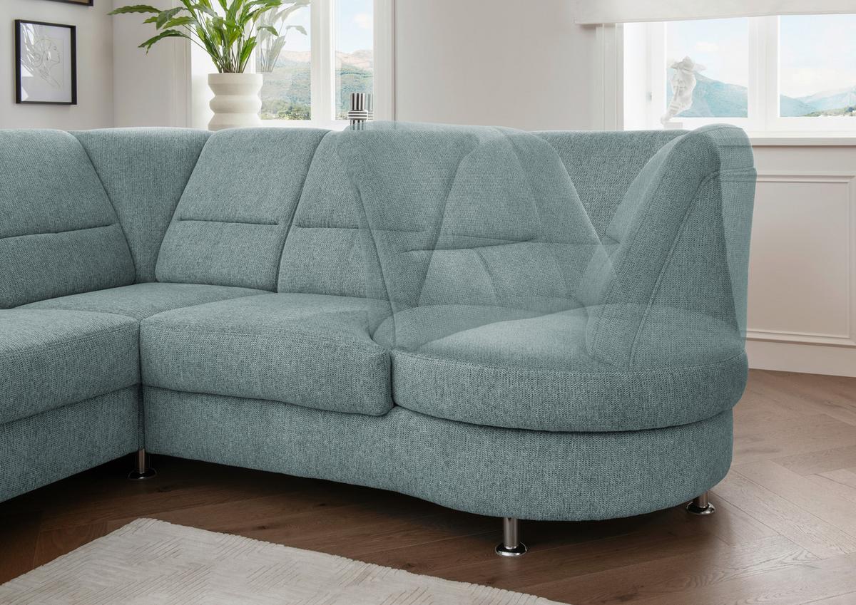 Ecksofa mit Relaxfunktion Parole Blau Chenille - Chromfarben/Blau, MODERN, Textil (275/236cm) - Livetastic