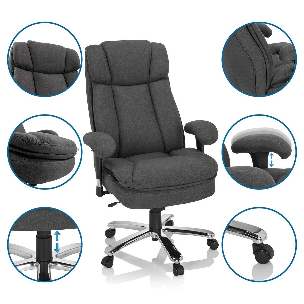 Chefsessel Builder Xxl I Dunkelgrau - Dunkelgrau/Silberfarben, MODERN, Kunststoff/Textil (76/123/81cm) - MID.YOU