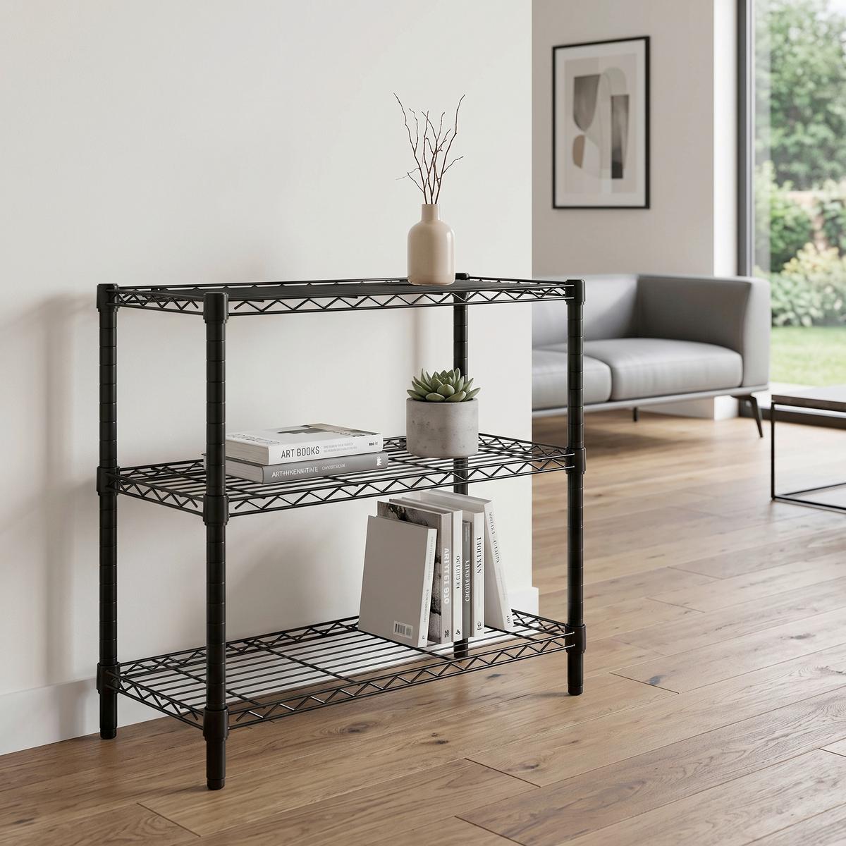 Regal Meran 3 Schwarz B: 76 cm - Schwarz, MODERN, Metall (76/69/31cm)