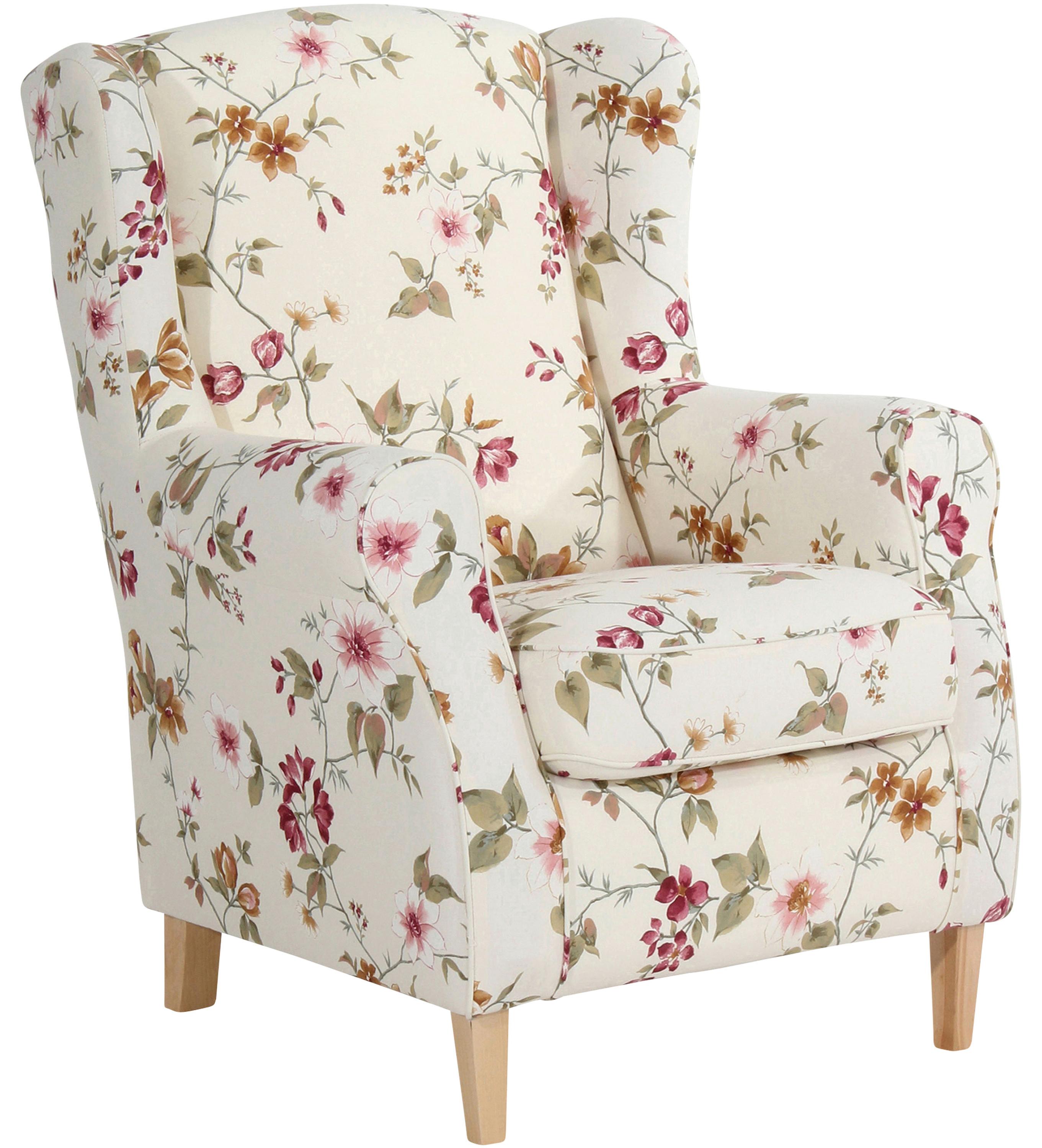 Ohrensessel Lorris - Buchefarben/Multicolor, Design, Textil (77/103/86cm) - Max Winzer