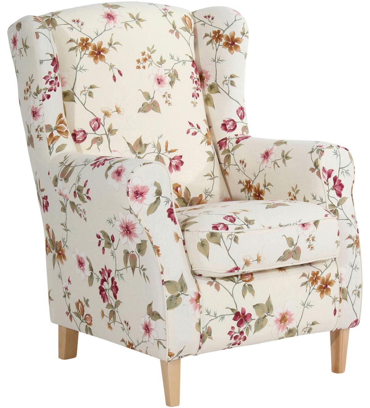 Ohrensessel Lorris - Buchefarben/Multicolor, Design, Textil (77/103/86cm) - Max Winzer