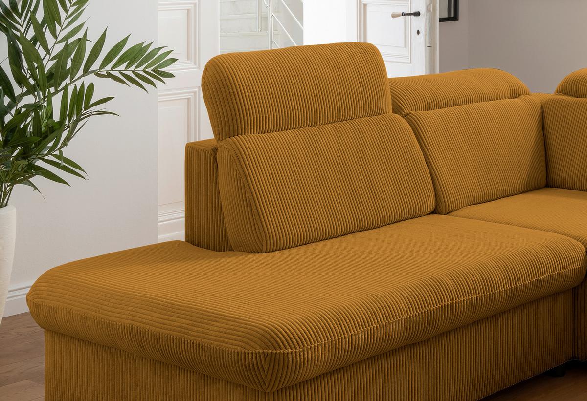 Ecksofa Vasto Goldfarben S: 228x283 cm - Chromfarben/Goldfarben, Design, Textil (228/283cm) - Livetastic