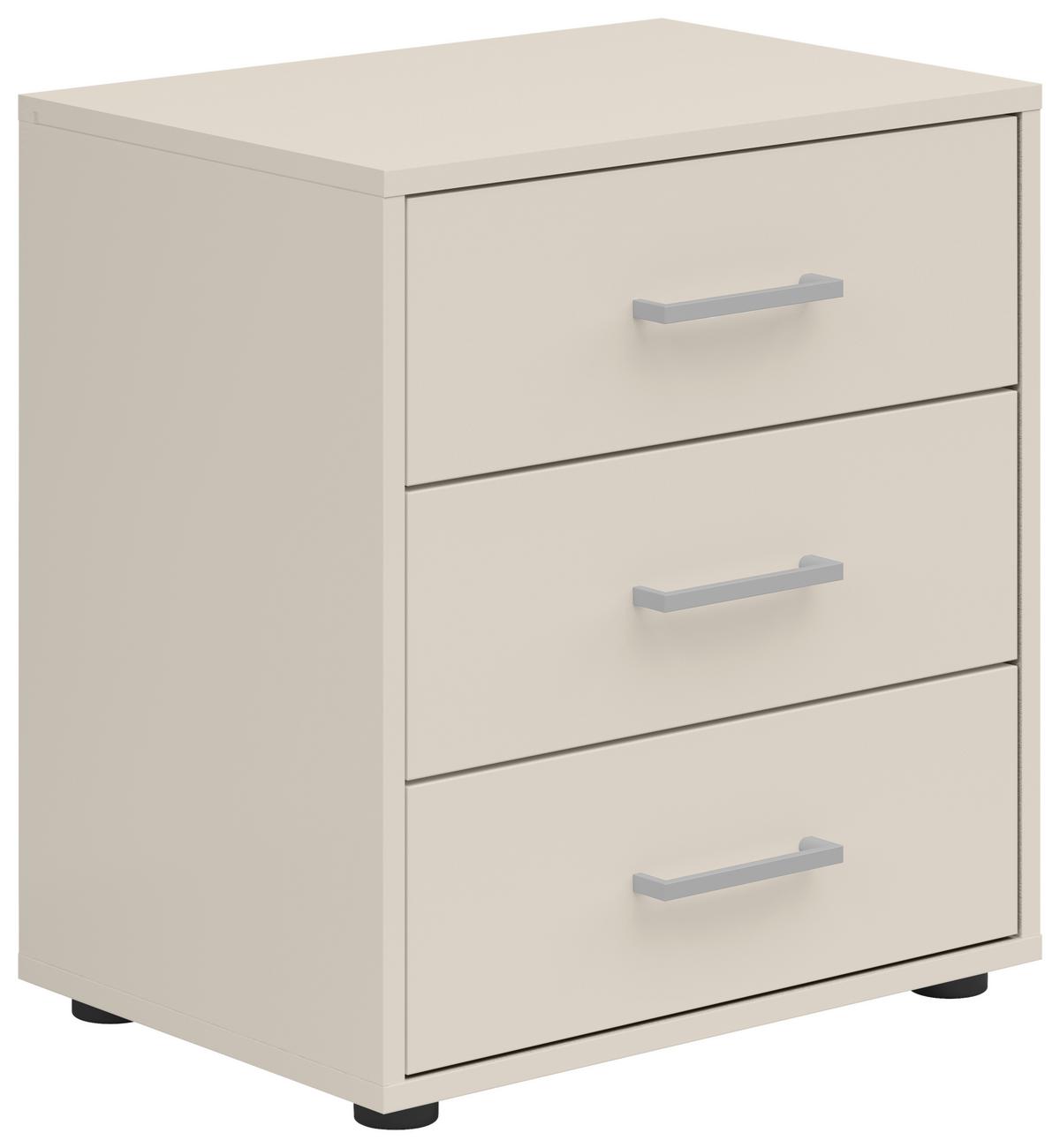 Nachtkästchen Smart IIi Kaschmir, 3 Laden,b:50cm - Kaschmir/Weiß, KONVENTIONELL, Holzwerkstoff (50/54/35cm)