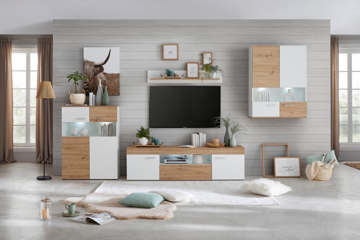 Wandboard Valencia B: 120 Cm Artisan Eiche Dekor - MODERN, Holzwerkstoff (120/20/16,6cm)