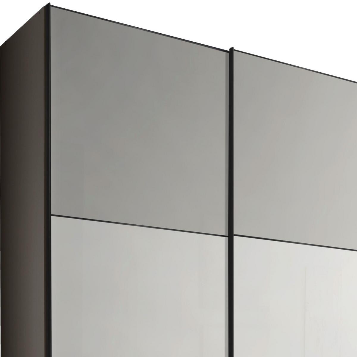 Schwebetürenschrank Glasfront 298 Cm Includo, Hellgrau/weiß - Dunkelgrau/Hellgrau, MODERN, Glas/Holzwerkstoff (298/222/68cm)