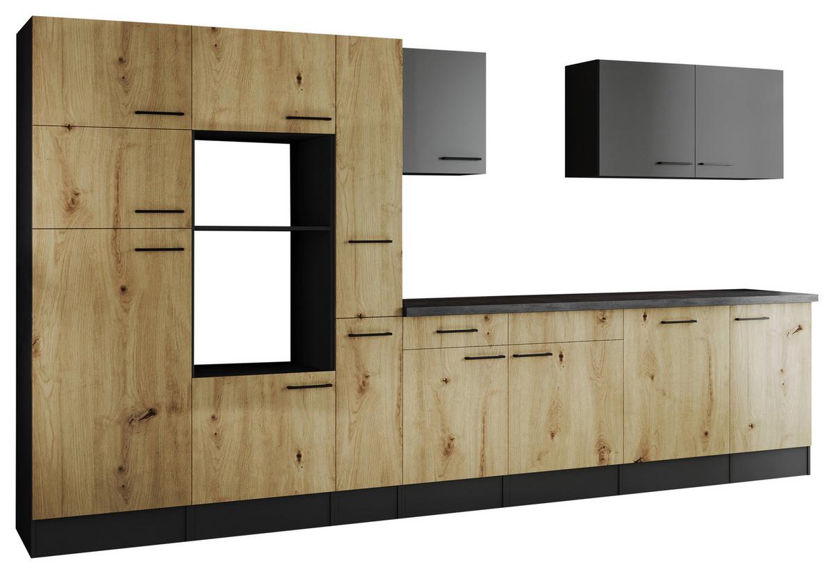 Küchenleerblock Oliver Grau, Artisan Dekor B: 370 Cm - Eiche Artisan/Grau, Design, Holzwerkstoff (370cm) - Respekta