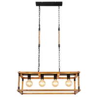 Hängeleuchte 15691-4h - Schwarz/Braun, Natur, Naturmaterialien/Holz (80/25/120cm) - Globo