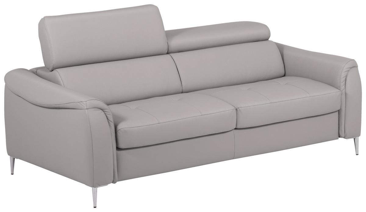 Schlafsofa Pafos Hellgrau Lederlook, Rindsleder B: 203cm - Hellgrau, Design, Leder (203/77-98/103cm) - MID.YOU